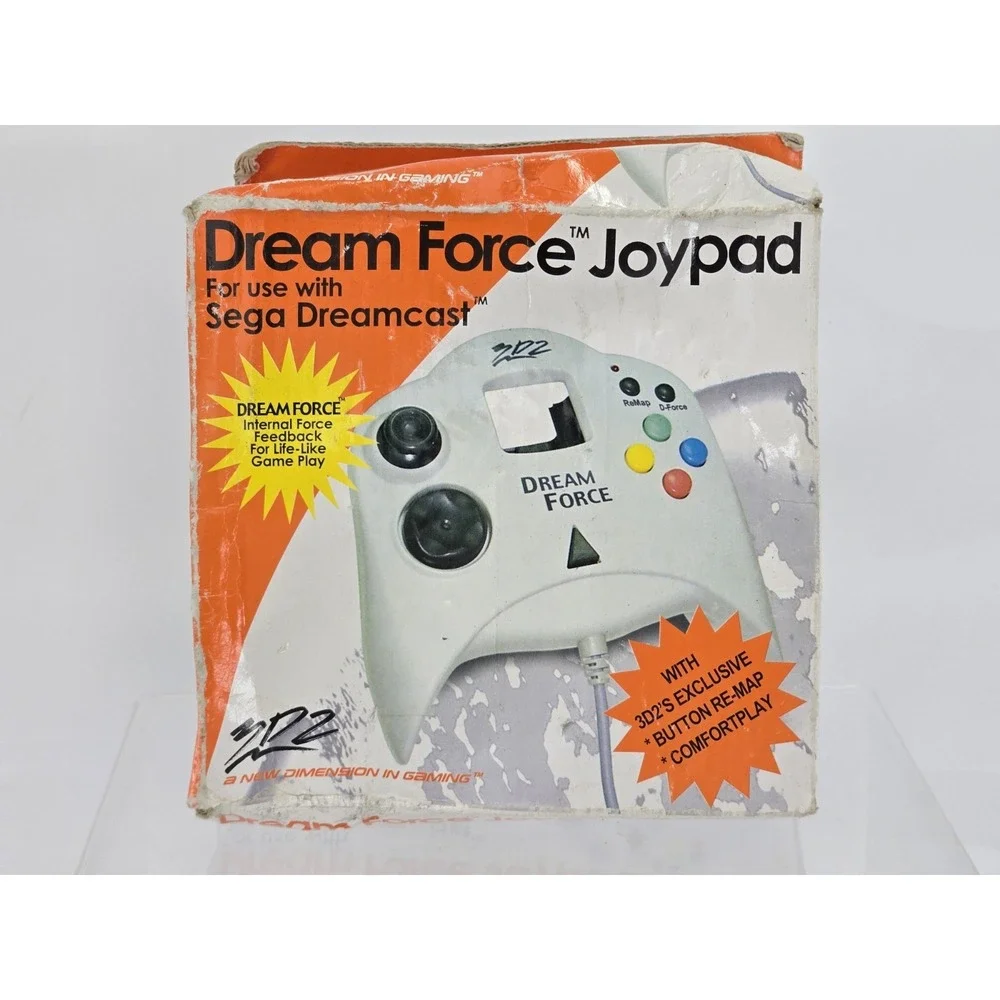 SEGA DREAMCAST 3D2 Dream Force Joypad - Controller W/Button Remap - White - NEW